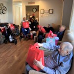 Opening gifts in common area
