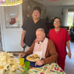 Staff and residents enjoying special time at meal time